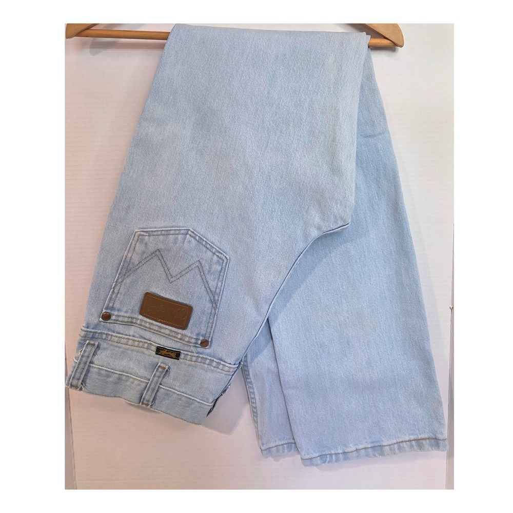 Wrangler 936GBH Cowboy Cut Slim Fit Light Bleach Wash Denim Jeans Mens 32x34